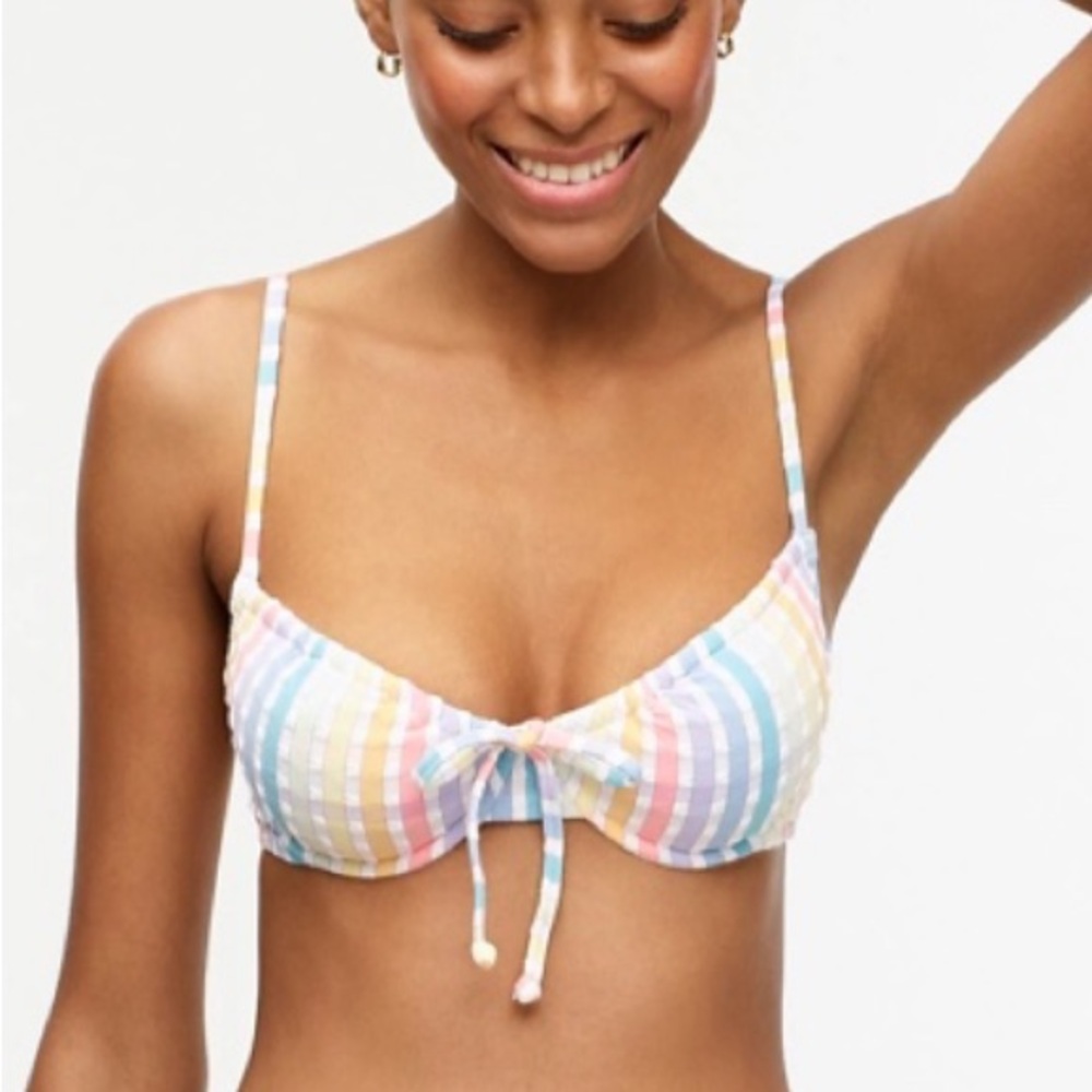 J.Crew Rainbow pastel high waisted swimsuit